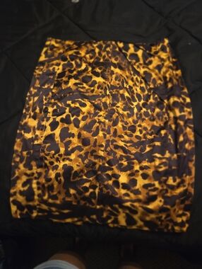 XOXO Leopard Print Pencil Skirt in Yellow and Brown